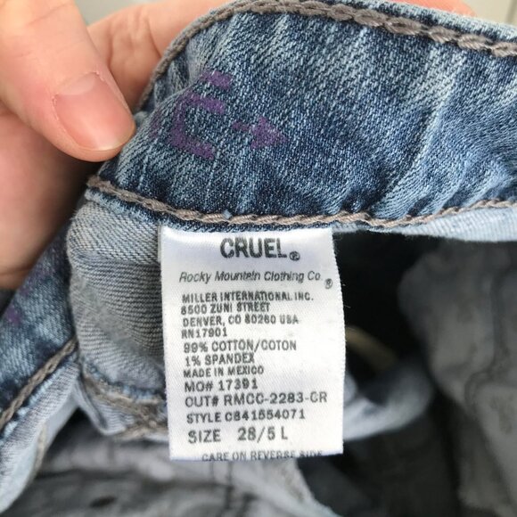 Rocky Mountain Clothing Co Y2K Biker Cruel Womens Denim Jeans Size 28W/5L *READ* - Picture 6 of 13